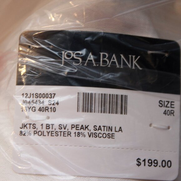 Jos A Bank Dinner Jacket Blazer 40R Tailored Fit Floral Jacquard White E01071 - Picture 5 of 7